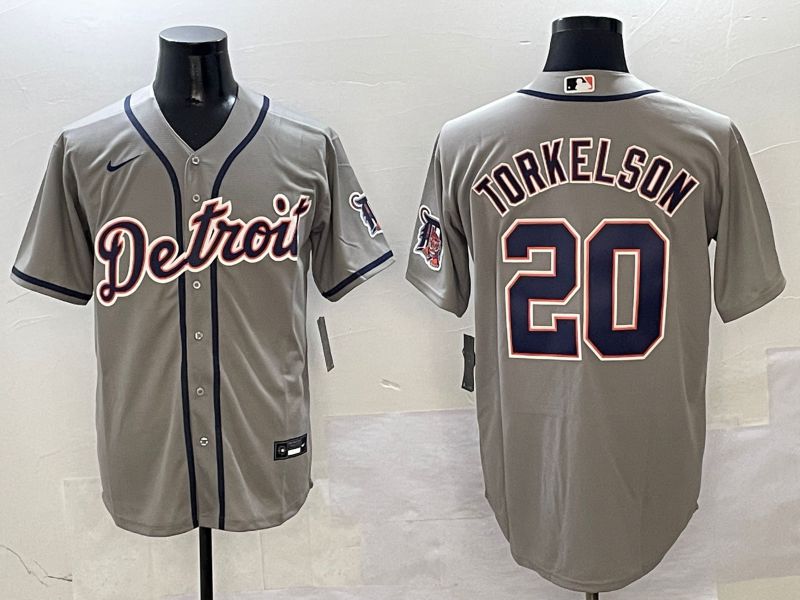Men Detroit Tigers 20 Torkelson Grey Game 2025 Nike MLB Jersey style 1